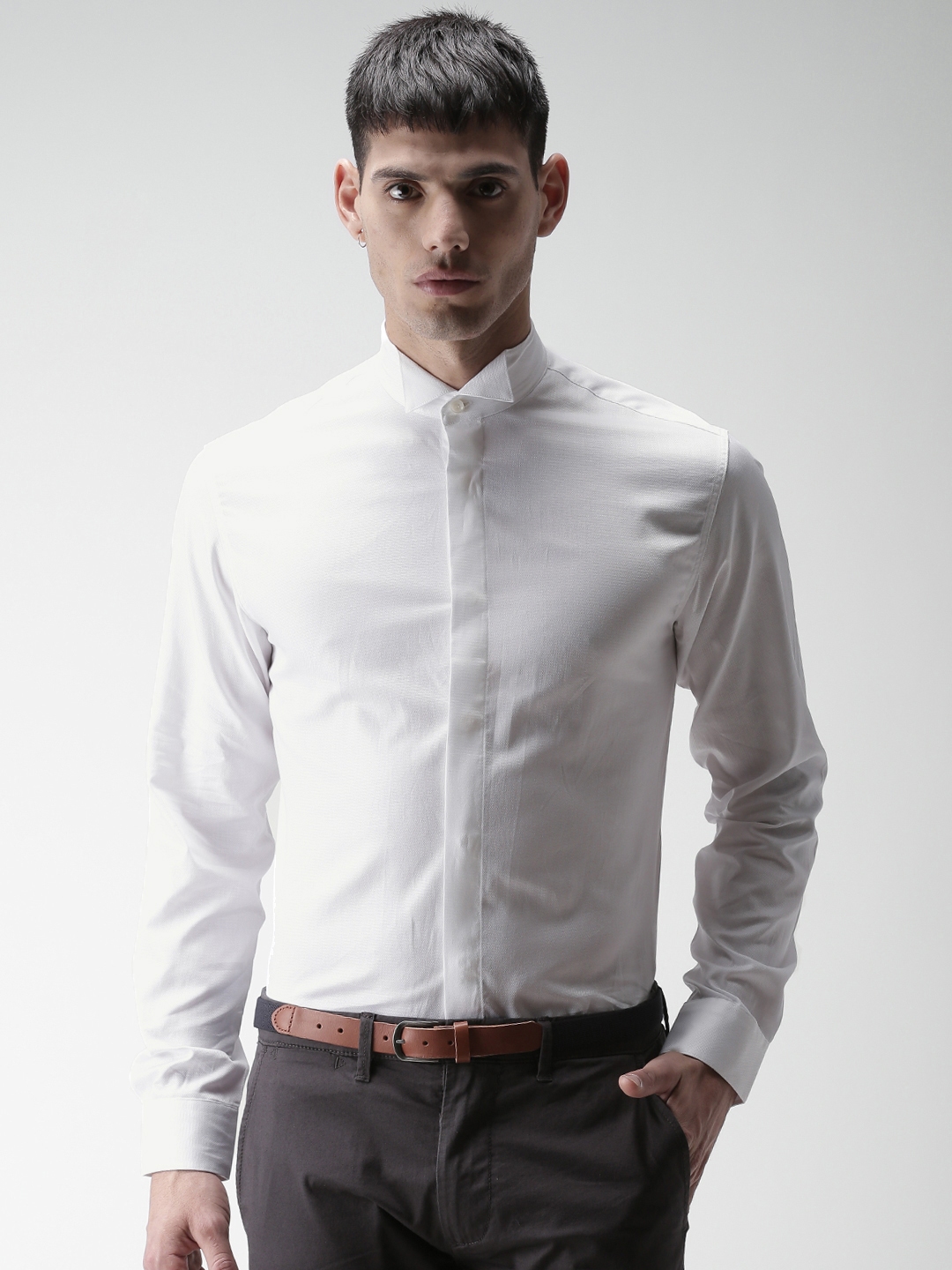 Buy SELECTED Men White Slim Fit Solid Semi Formal Shirt - Shirts for ...