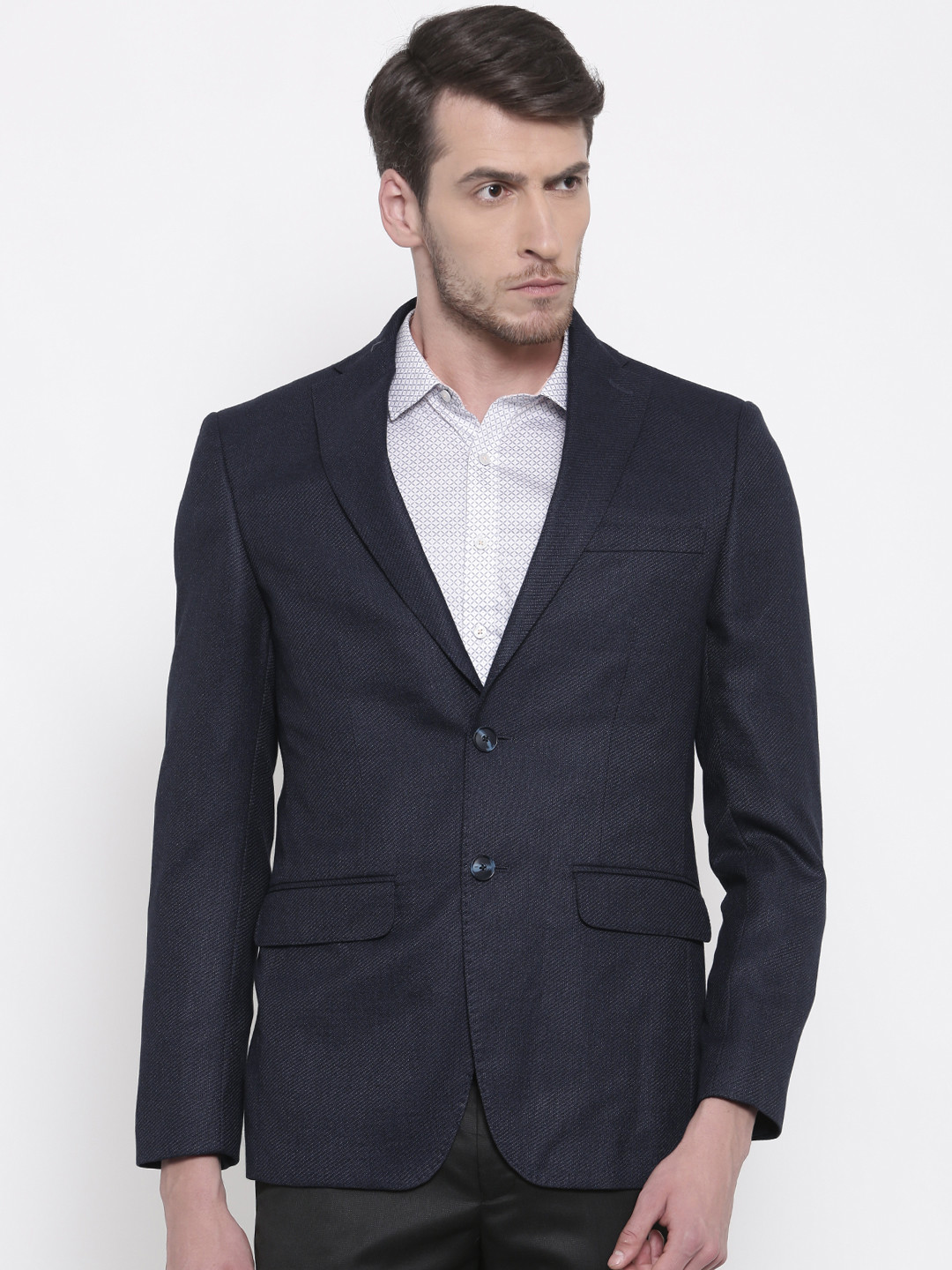 Buy Peter England Men Navy Single Breasted Neo Slim Fit Formal Blazer