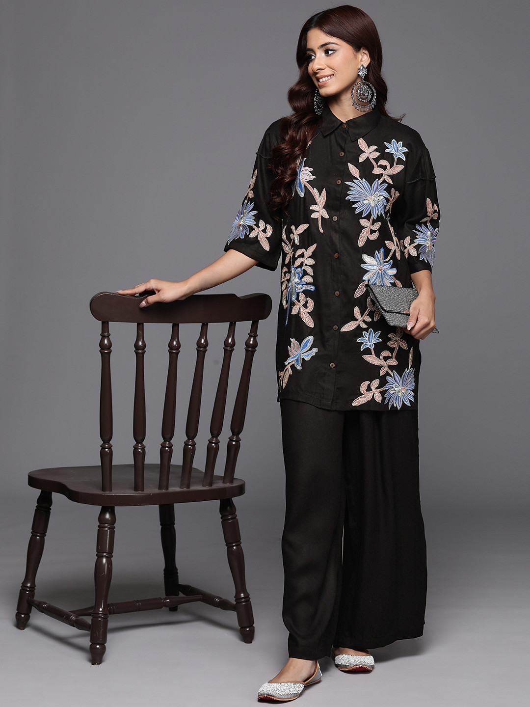 Indo Era Yellow Printed Smart Casual Co-Ords Set
