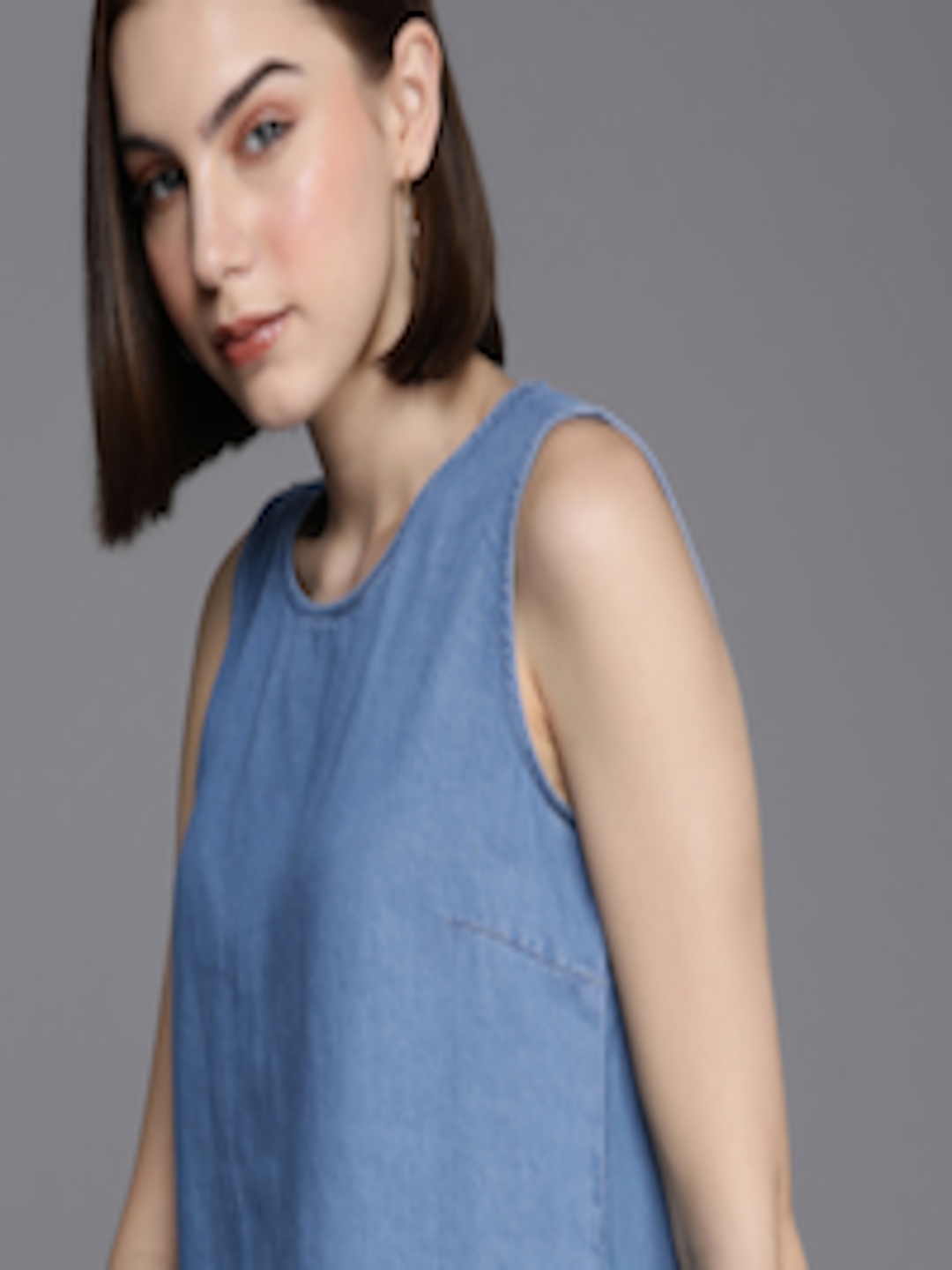 Buy NEXT Solid Sleeveless Chambray Top - Tops for Women 25003726 | Myntra