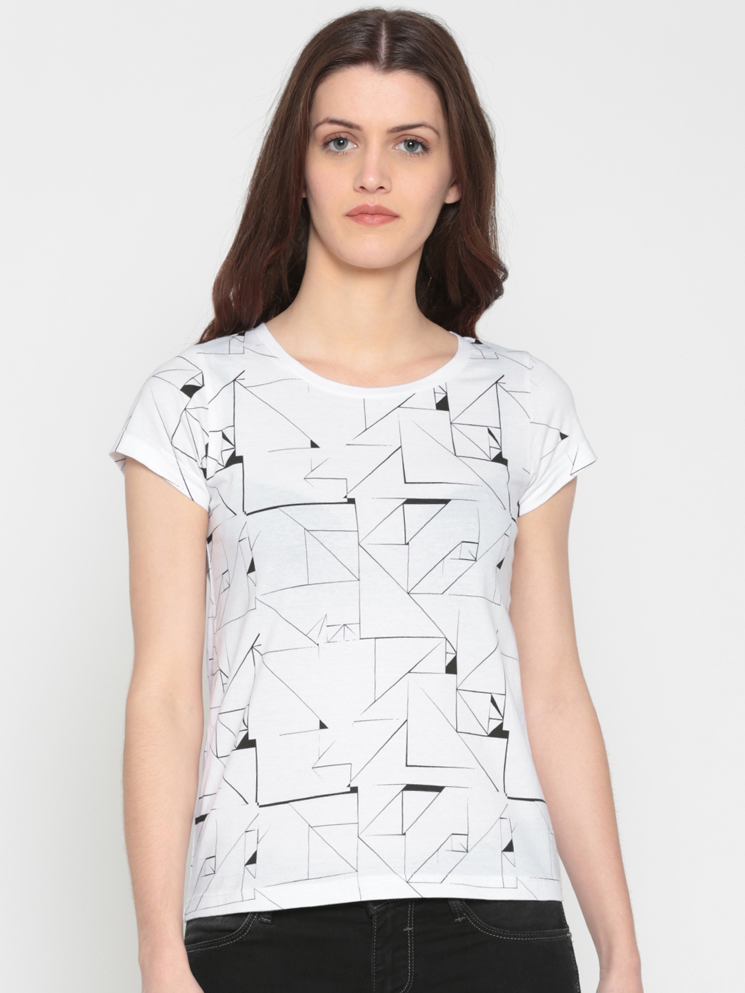 Buy Wrangler Women White Printed Round Neck T Shirt - Tshirts for Women ...