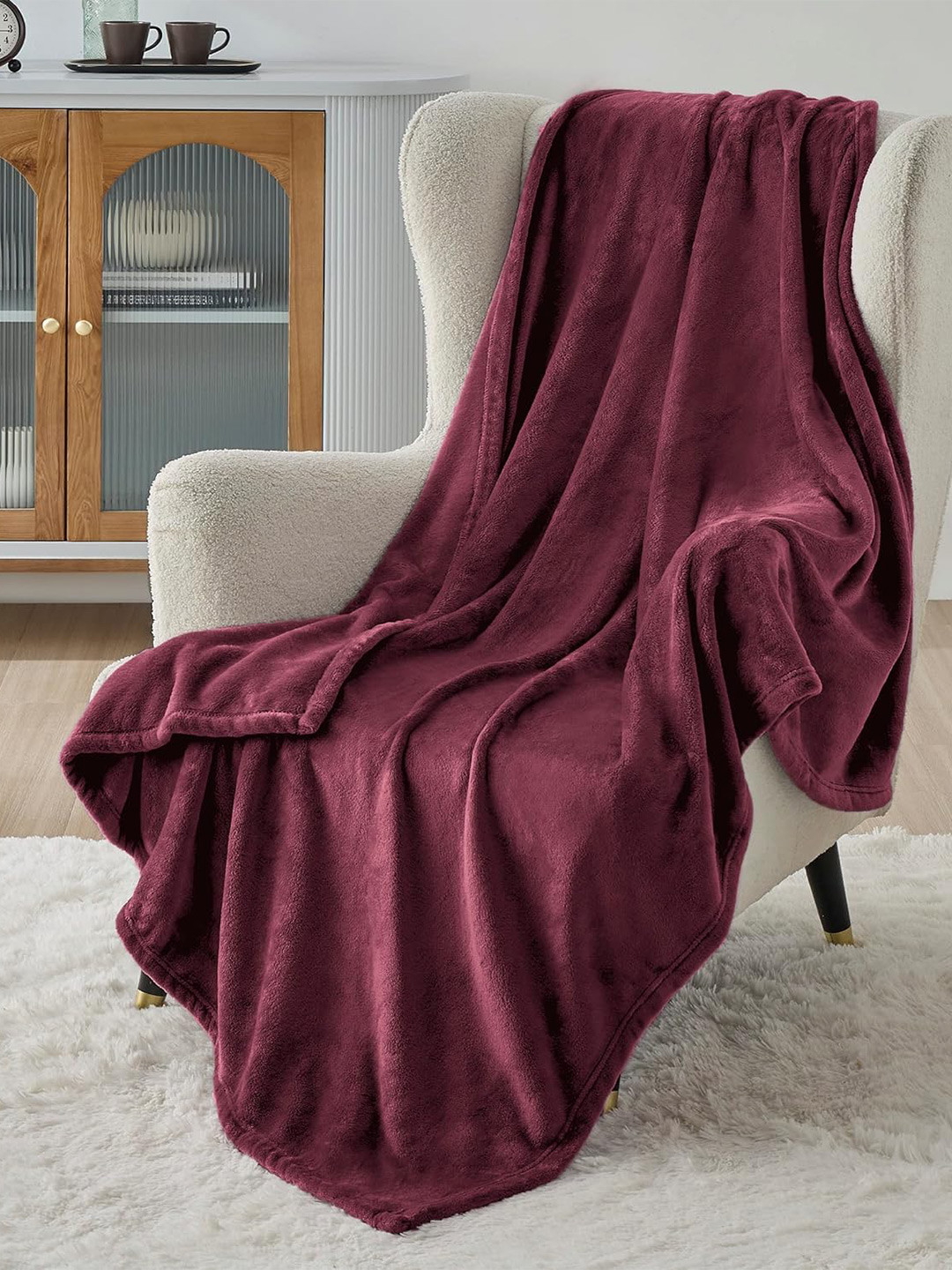 Buy Nivasam Burgundy AC Room 233 GSM Double Bed Blanket Blankets