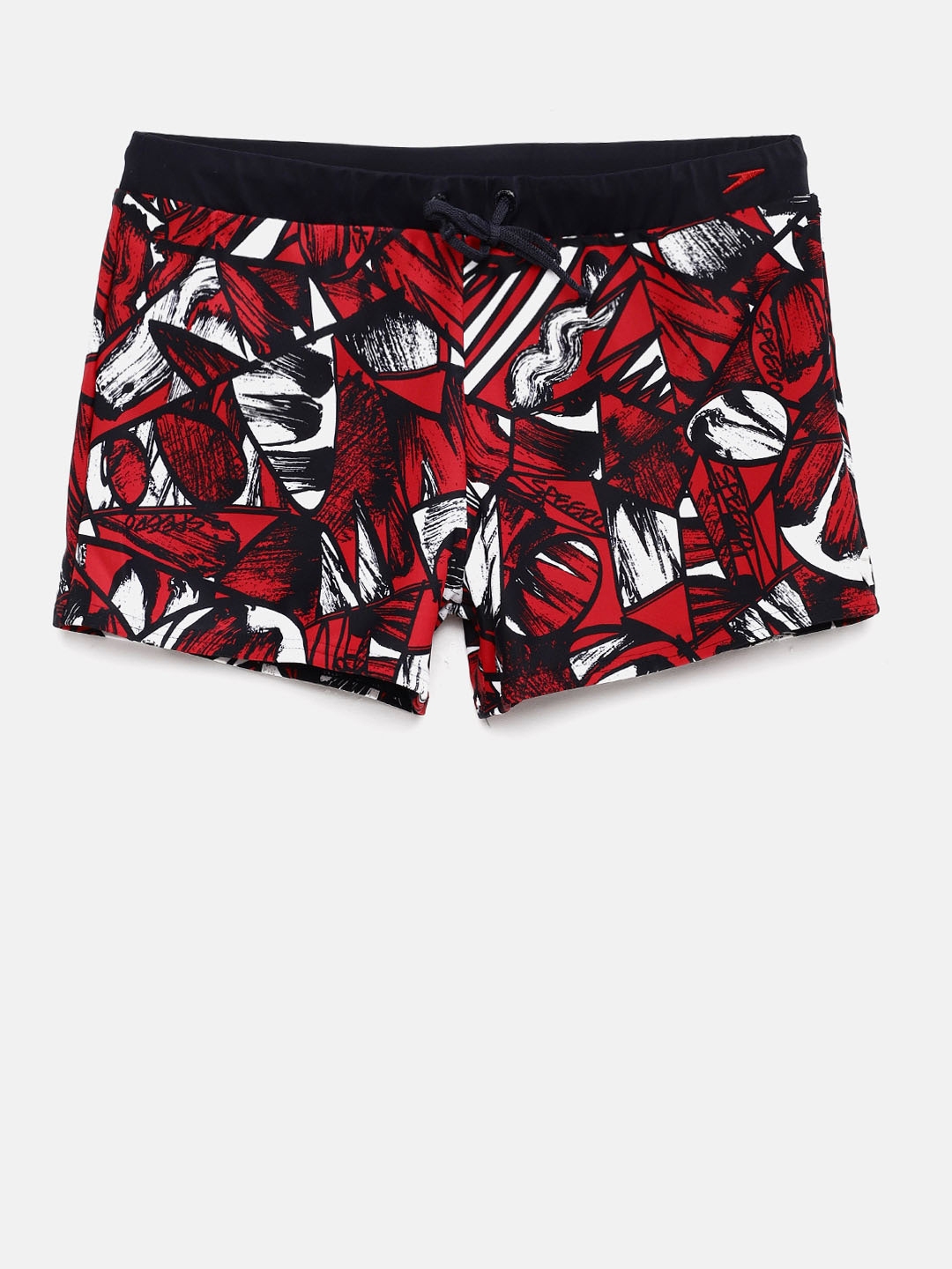 red black swim shorts