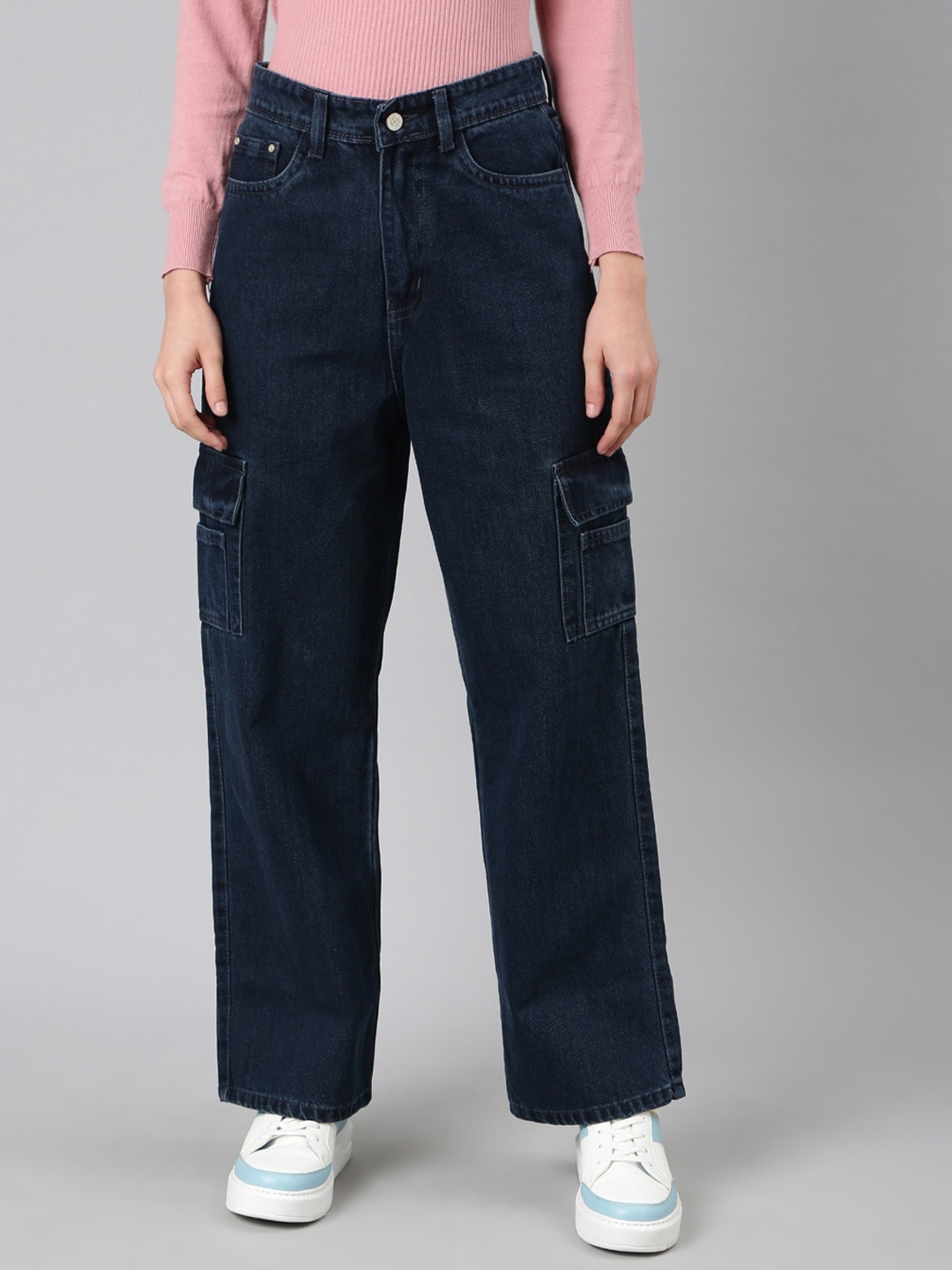 Buy SHOWOFF Women Wide Leg Acid Wash Cargo Jeans - Jeans for Women 25015470 | Myntra