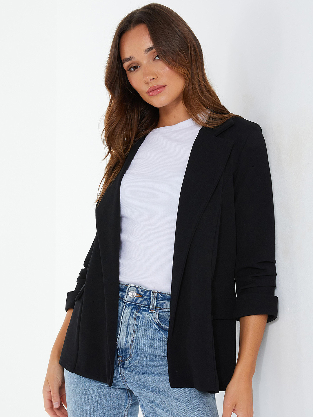 Buy QUIZ Notched Lapel Ruched Open Front Blazers Blazers for Women