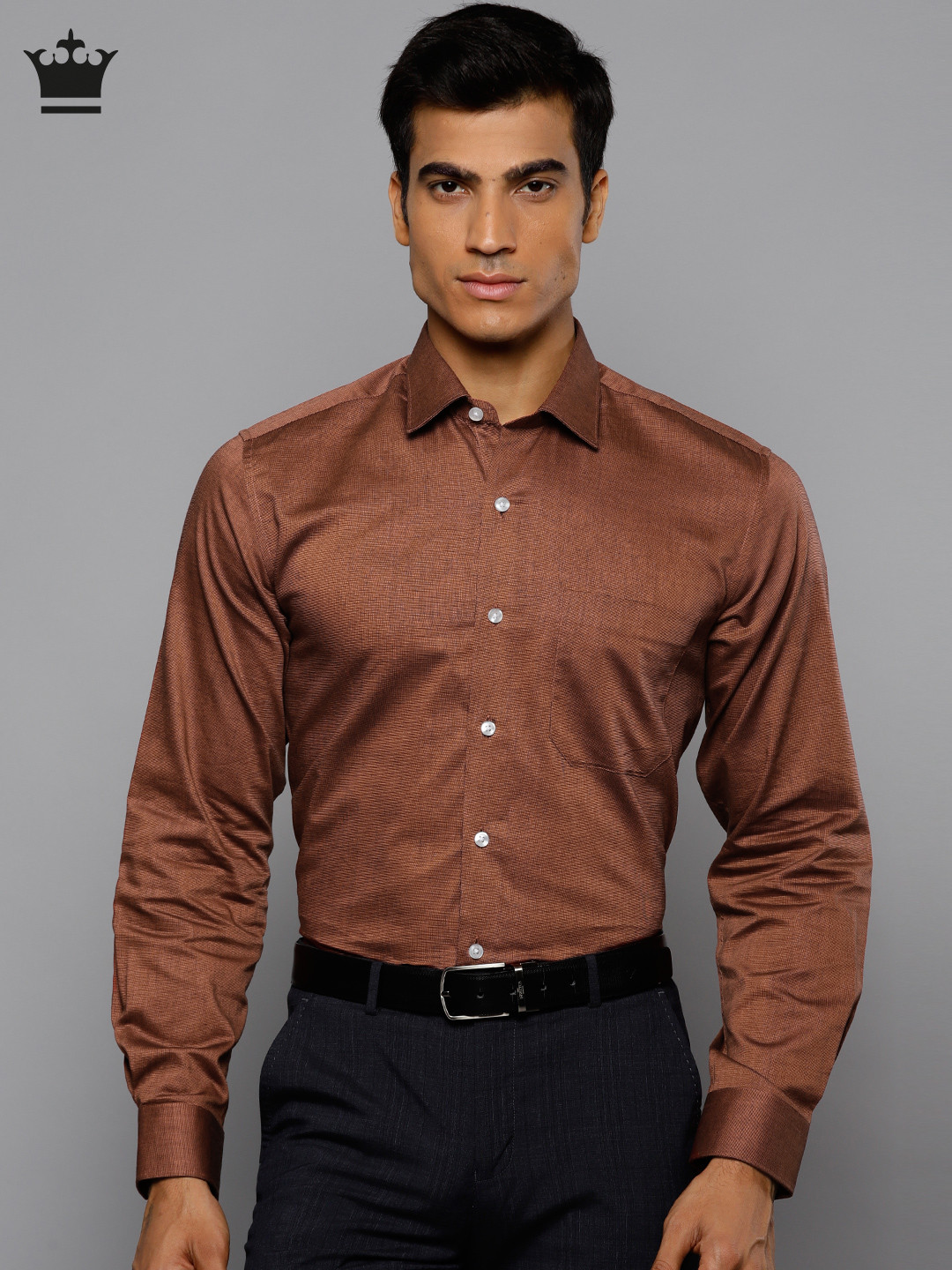 Buy Louis Philippe Men Rust Slim Fit Self Design Formal Shirt Shirts