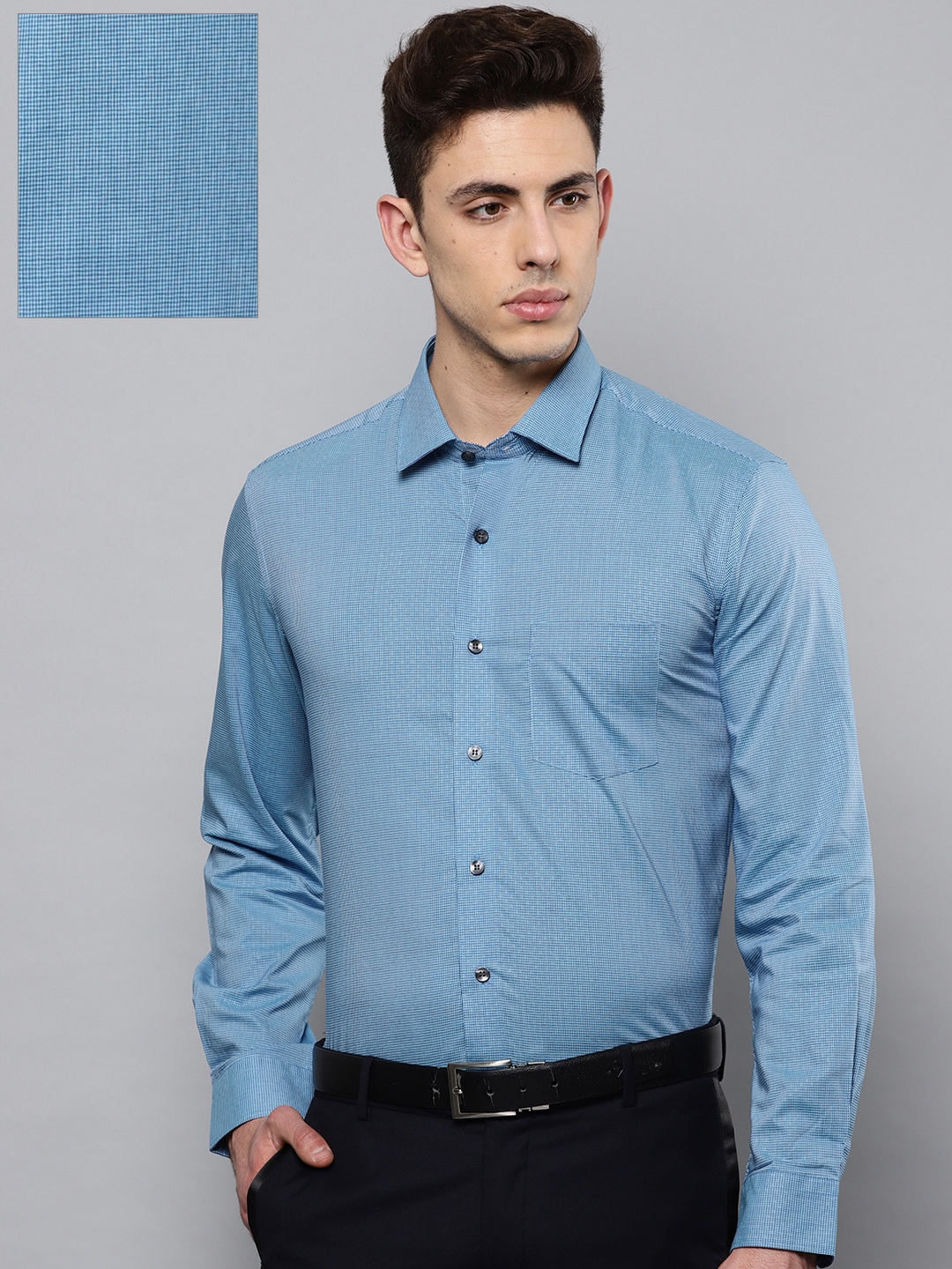Buy Louis Philippe Men Blue Slim Fit Checked Formal Shirt - Shirts for Men 2502067 | Myntra
