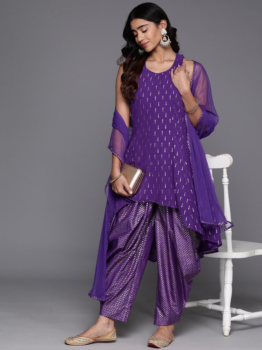 Buy Biba Women Ethnic Motifs Printed Kurta With Dhoti Pants & Dupatta