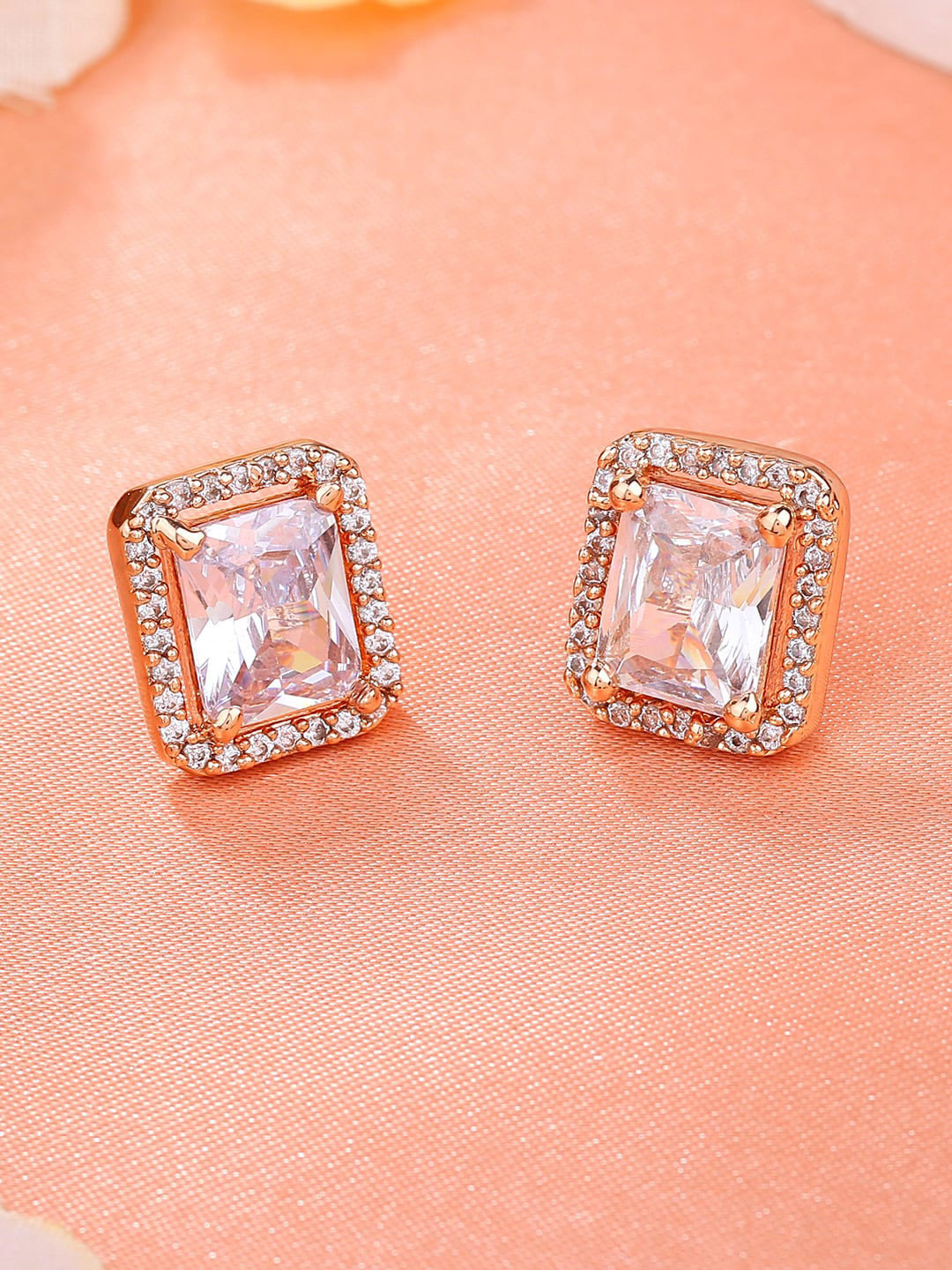 buy-estele-rose-gold-plated-square-stud-earrings-earrings-for-women