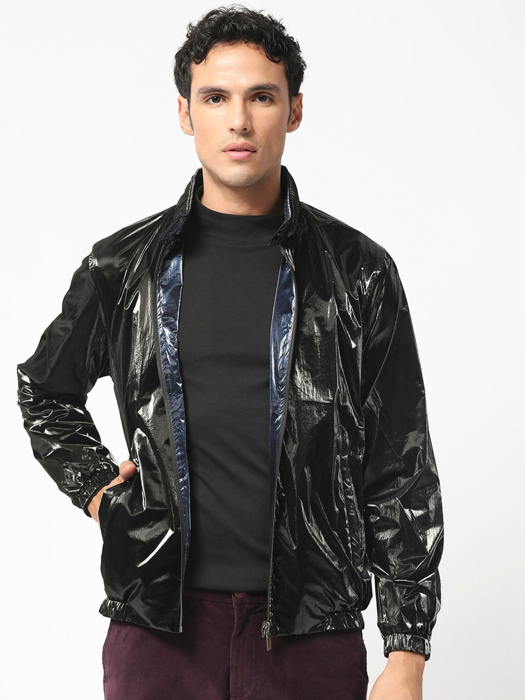 Buy RARE RABBIT Men Adler Tailored Fit Stand Collar Reversible Jacket ...