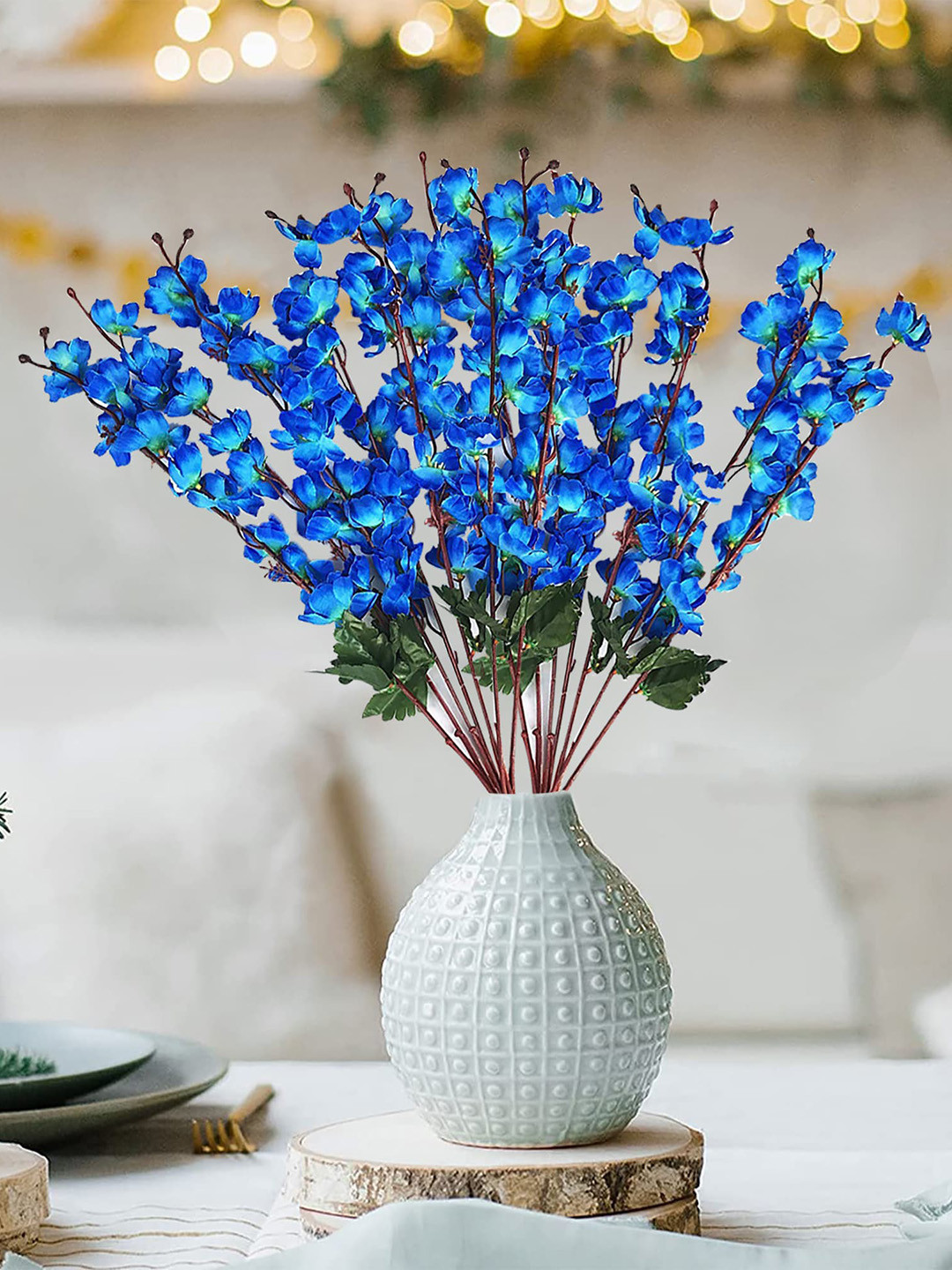 Buy Homesake Blue 2 Pieces Blossom UV Resistant Artificial Flower