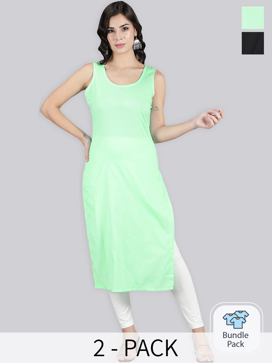 Buy Seva Chikan Pack Of 2 Cotton Long Slips Slips for Women 25048028