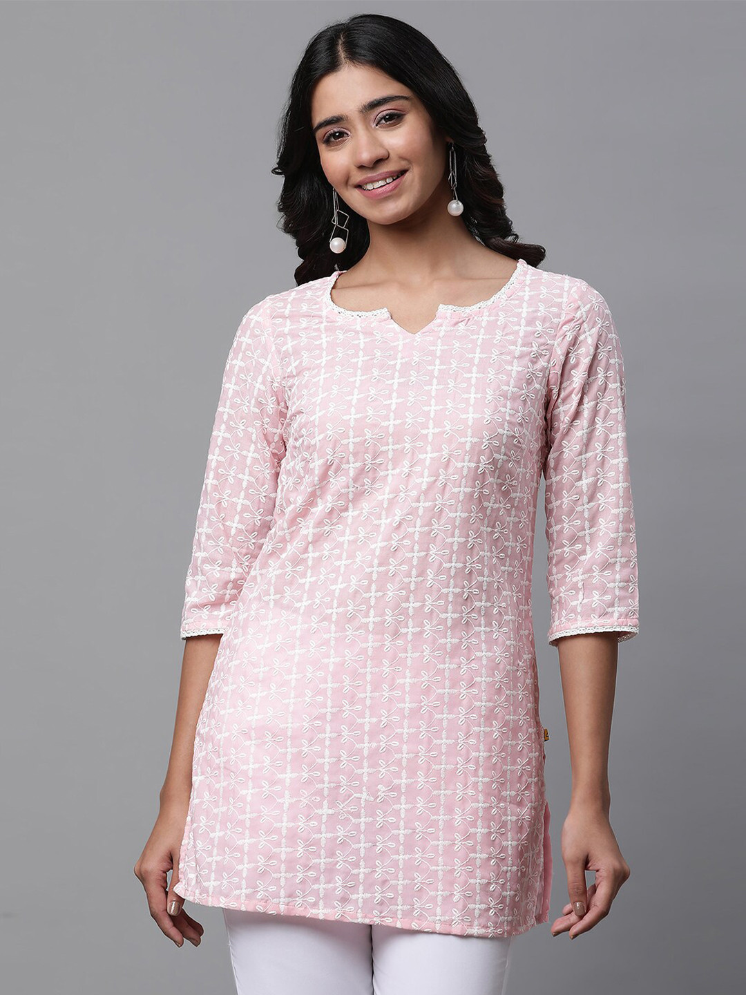 Buy AURELIA Floral Embroidered Straight Kurti Kurtis for Women