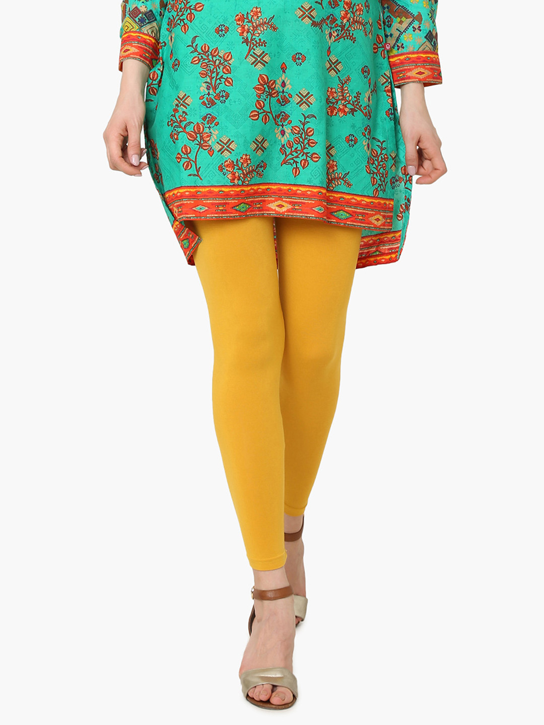 Download Buy Melange By Lifestyle Women Mustard Yellow Solid Ankle ...