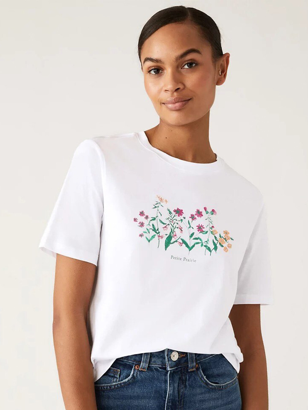 T-shirt Femme Marks And Spencer - Floral Multicolore - Taille 14 - Coton