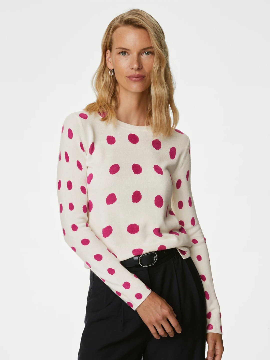 Buy Marks & Spencer Women Pink & White Quirky Printed Pullover
