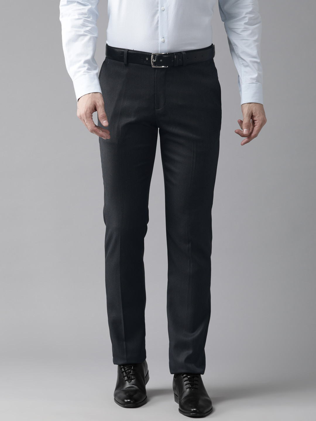 Buy Blackberrys Men Textured Slim Fit Low Rise Formal Trousers
