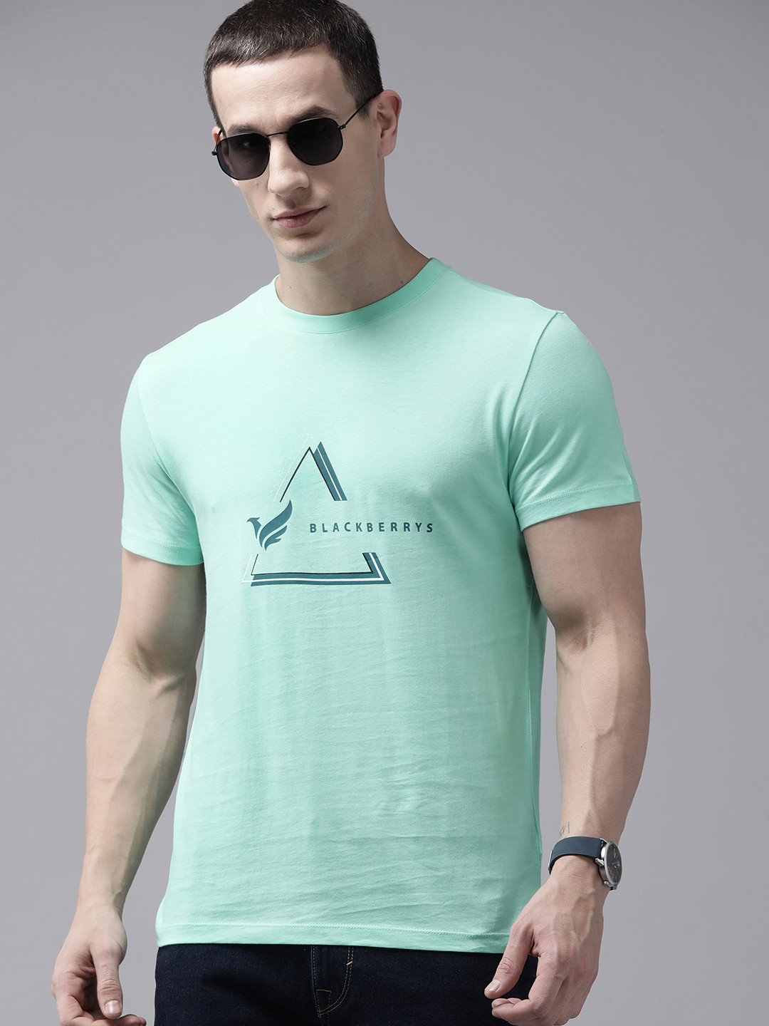 Buy Blackberrys Men Brand Logo Printed Pure Cotton Slim Fit T Shirt Tshirts for Men 25069224