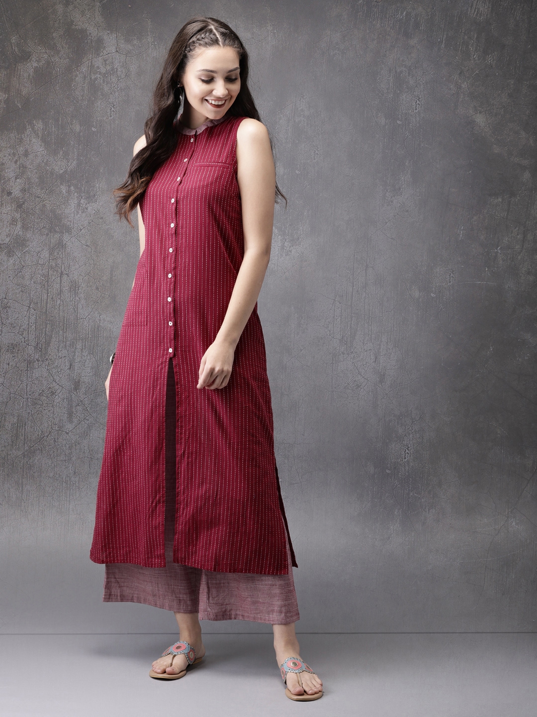 anouk maroon kurta set