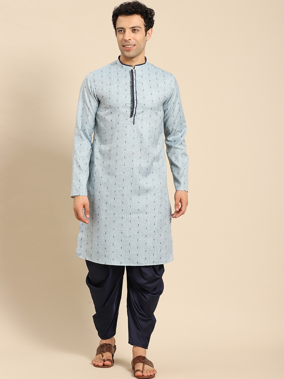 Buy Anouk Woven Design Mandarin Collar Regular Kurta With Dhoti Pants ...