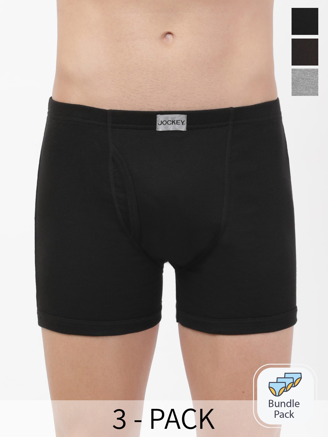 Buy Jockey Men Pack Of 3 Ribbed Trunks 8008 0305 BGMBN Trunk for Men