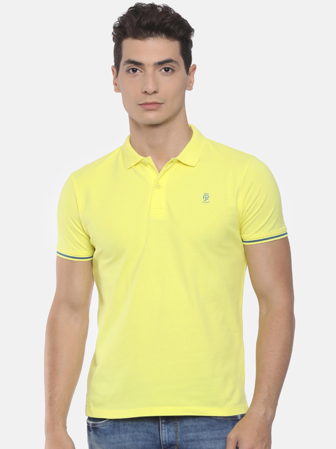 Buy Pepe Jeans Men Yellow Solid Polo Collar T Shirt - Tshirts for Men ...