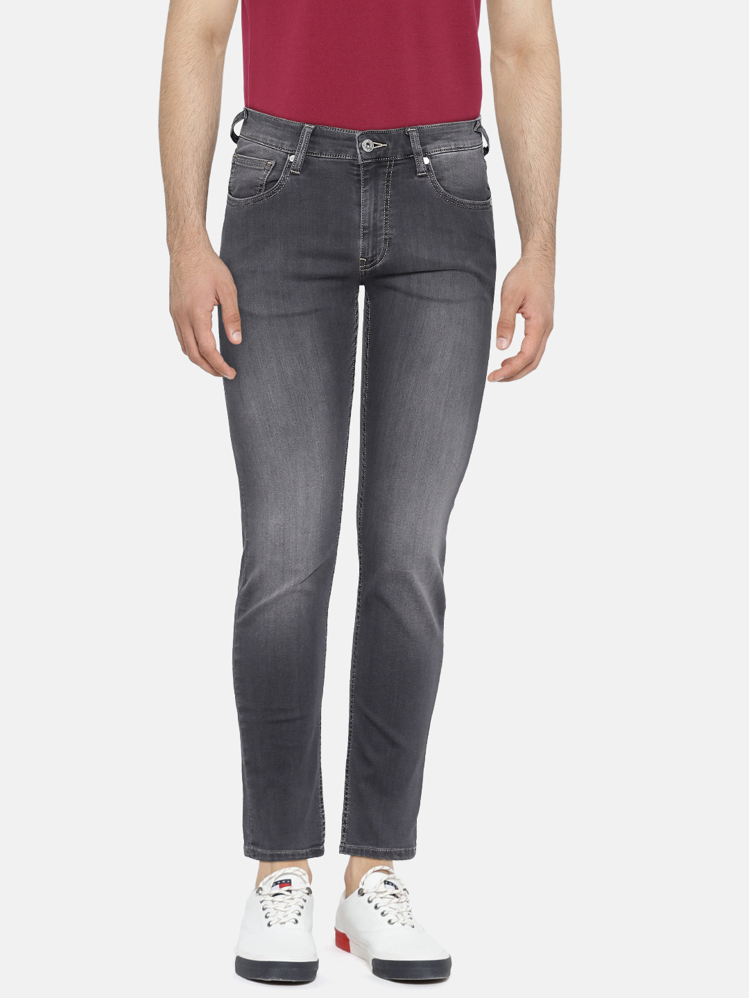 Buy Pepe Jeans Men Charcoal Grey Slim Fit Low Rise Clean Look
