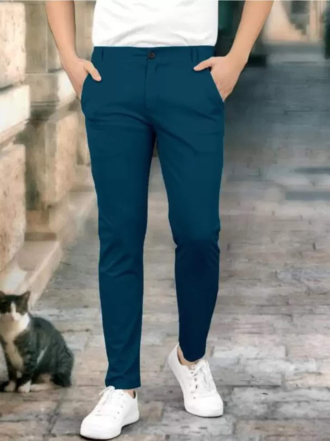 Buy FUBAR Men Relaxed Slim Fit Easy Wash Chinos Trousers - Trousers for ...