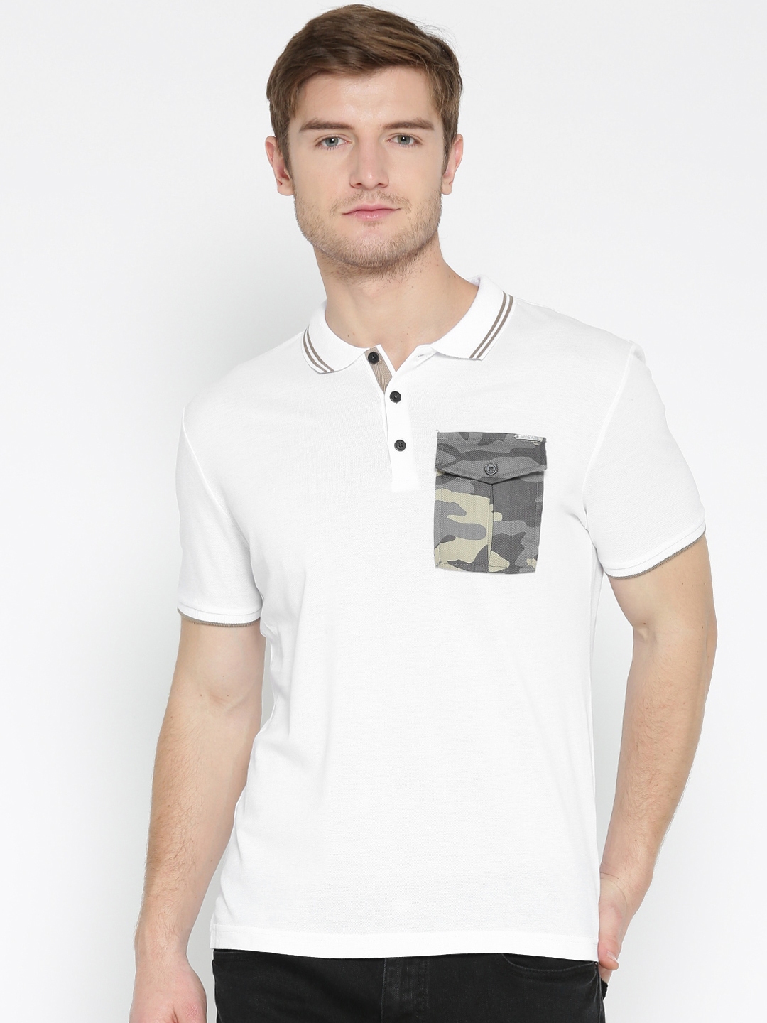 Buy Antony Morato Men White Solid Polo Collar T Shirt - Tshirts for Men ...