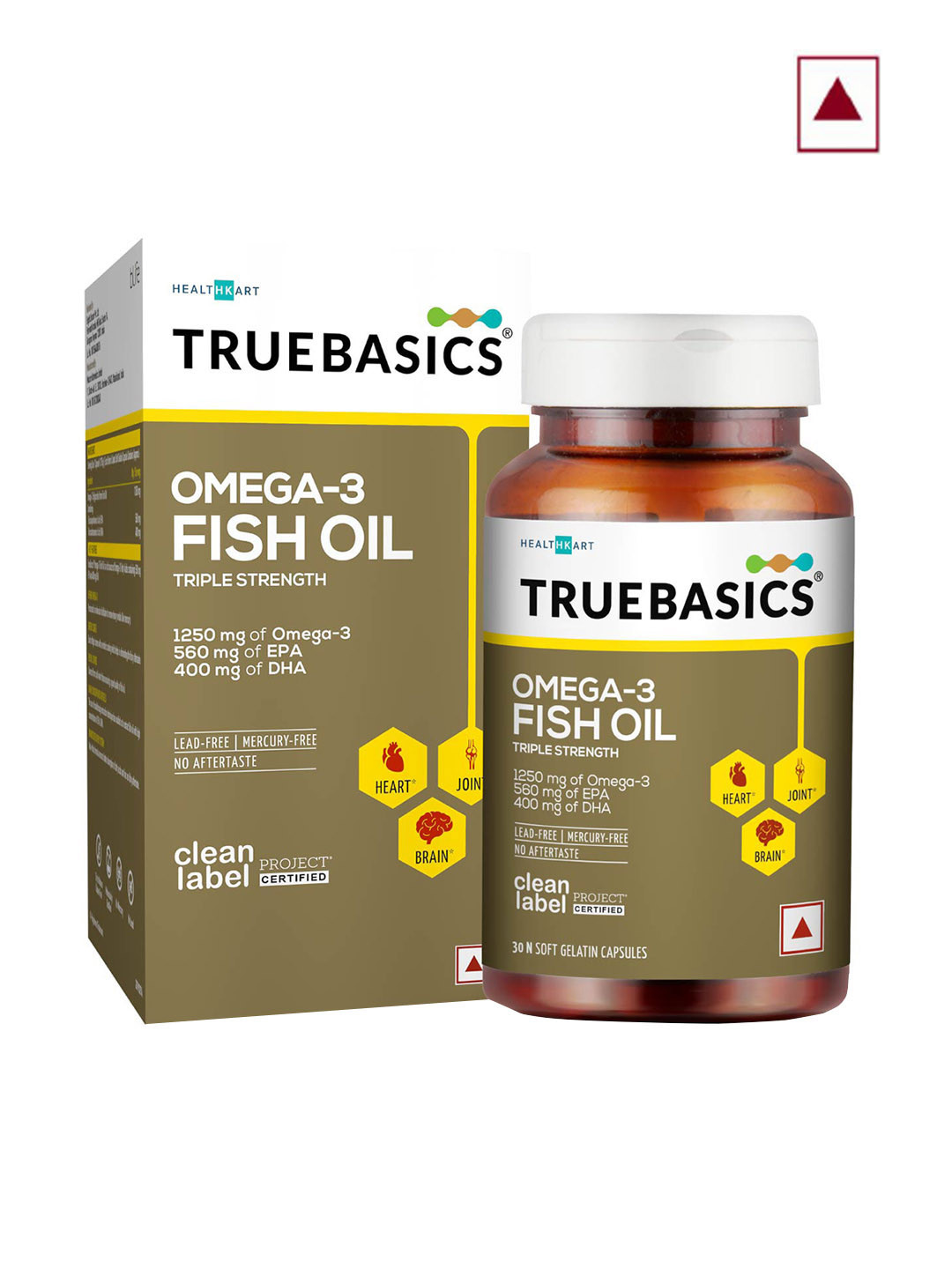 Buy TrueBasics Lead Free Omega 3 Fish Oil Soft Gelatin Capsules For Heart & Brain 30 Capsules