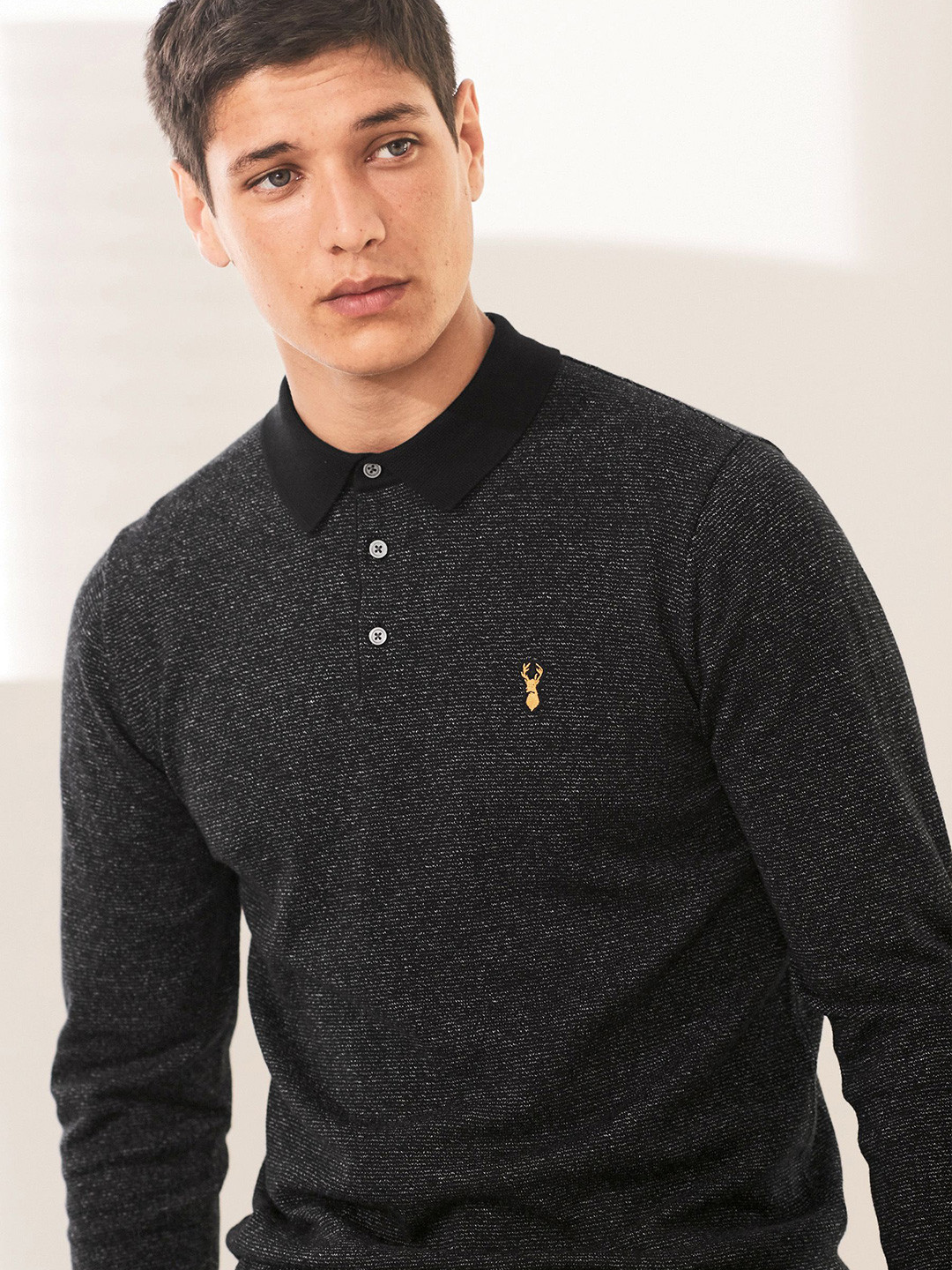 Buy Next Men Charcoal Solid Polo Collar T Shirt Tshirts for Men