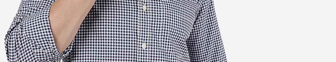 Buy Greenfibre Micro Checked Spread Collar Pure Cotton Casual Shirt ...