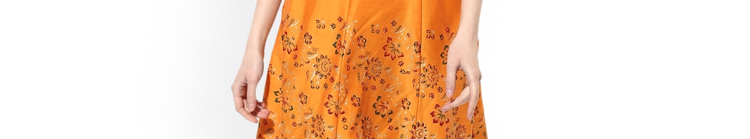 Buy Mytri Women Orange Printed Anarkali Kurta - Kurtas for Women ...