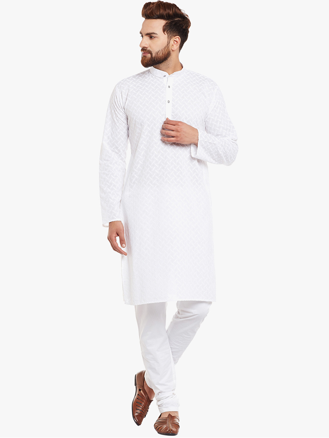 Buy Light Grey Self Design Kurta Set Online in India @ - Kurta