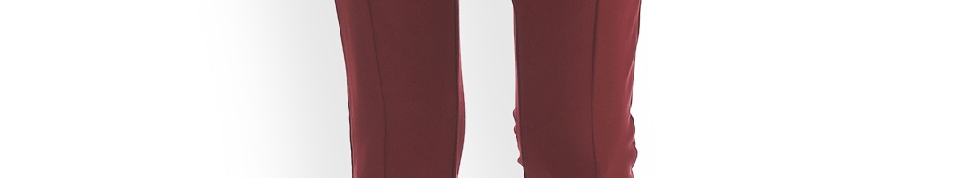 Buy ELLE Women Maroon Pencil Slim Fit Solid Trousers - Trousers for ...