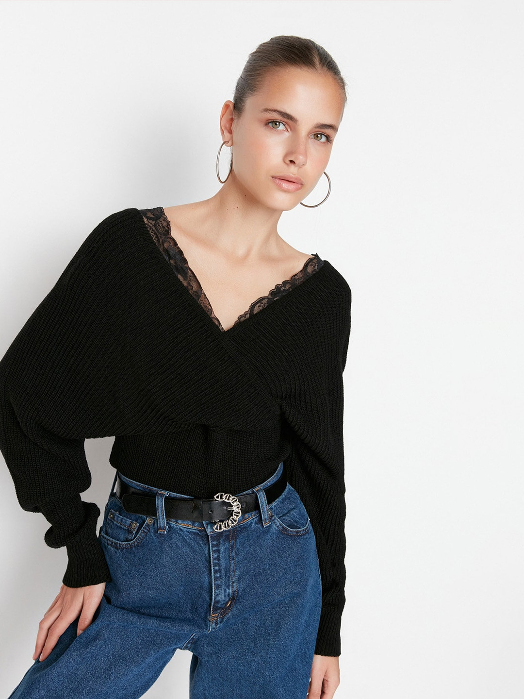 Trendyol Dusty Rose V-Neck tkané šaty