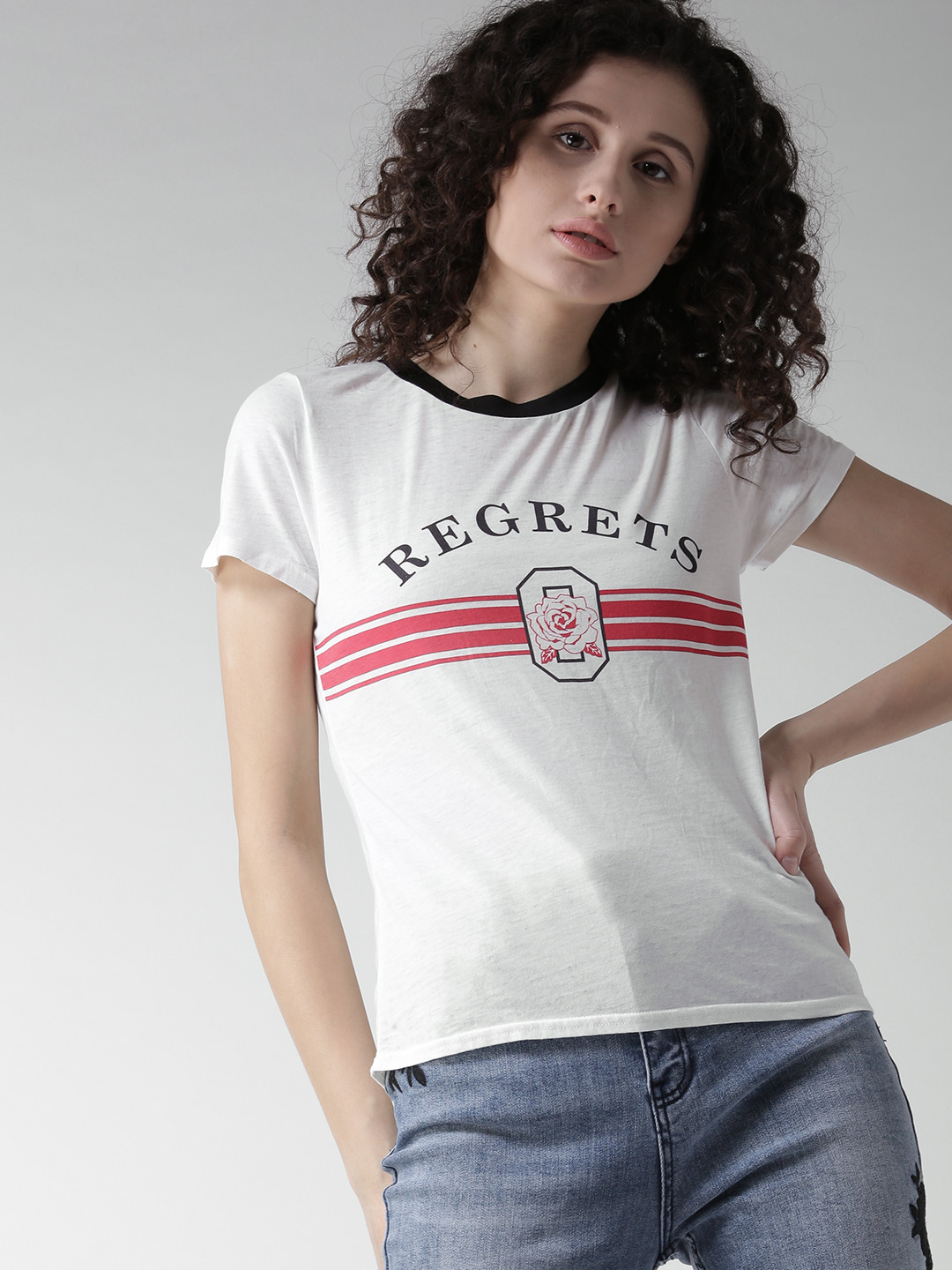 Buy FOREVER 21 Women White Printed Round Neck T Shirt Tshirts for