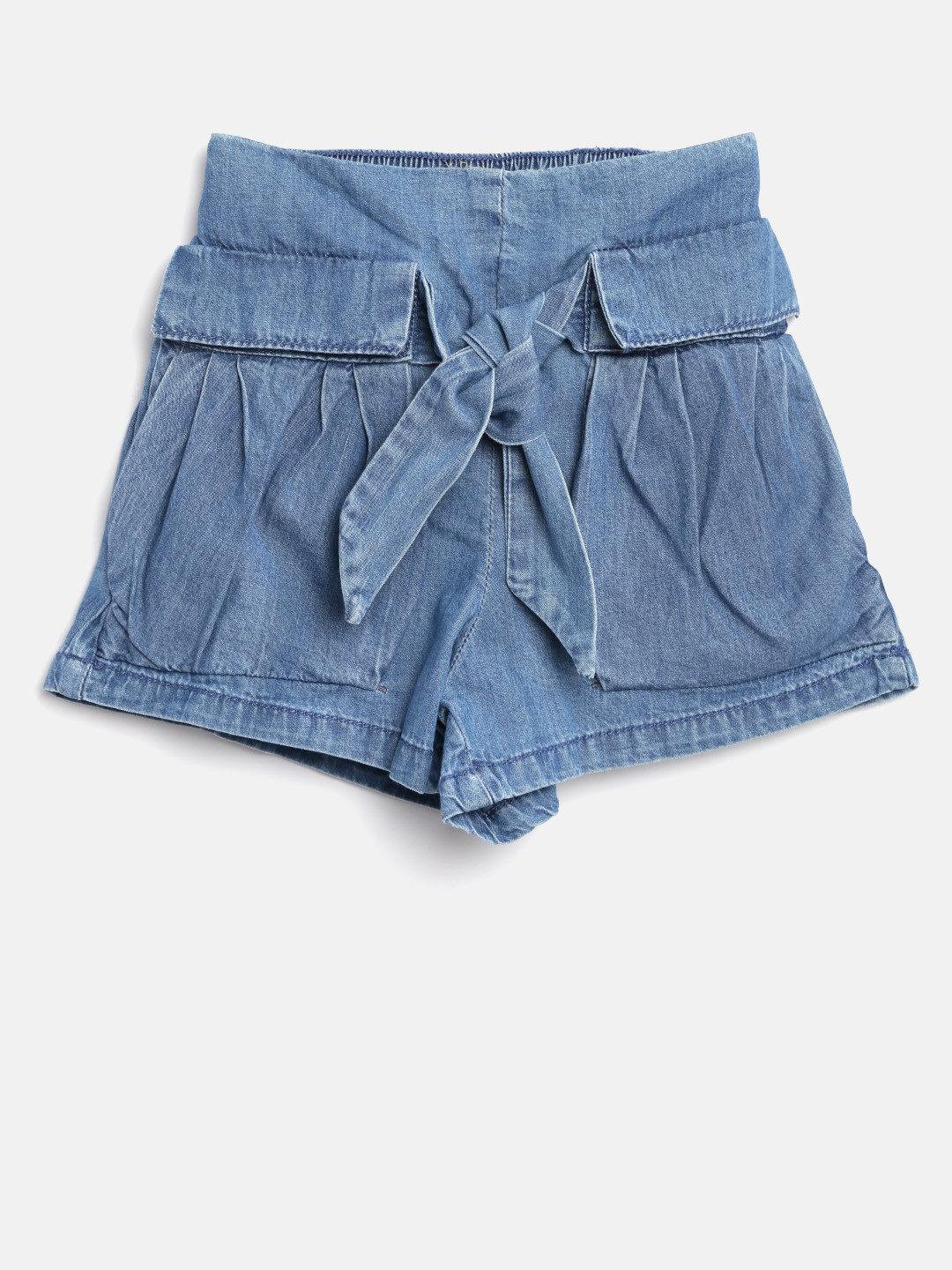 Buy Lee Cooper Girls Blue Solid Regular Fit Chambray Shorts Shorts