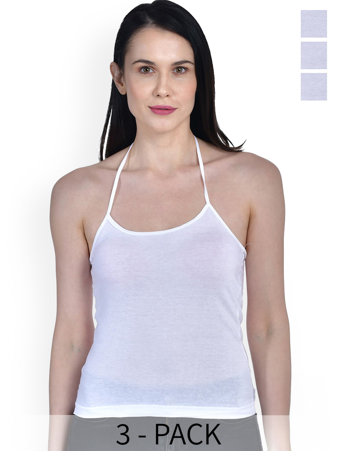 Buy Aimly Pack Of 3 Halter Neck Cotton Camisoles - Camisoles for Women ...