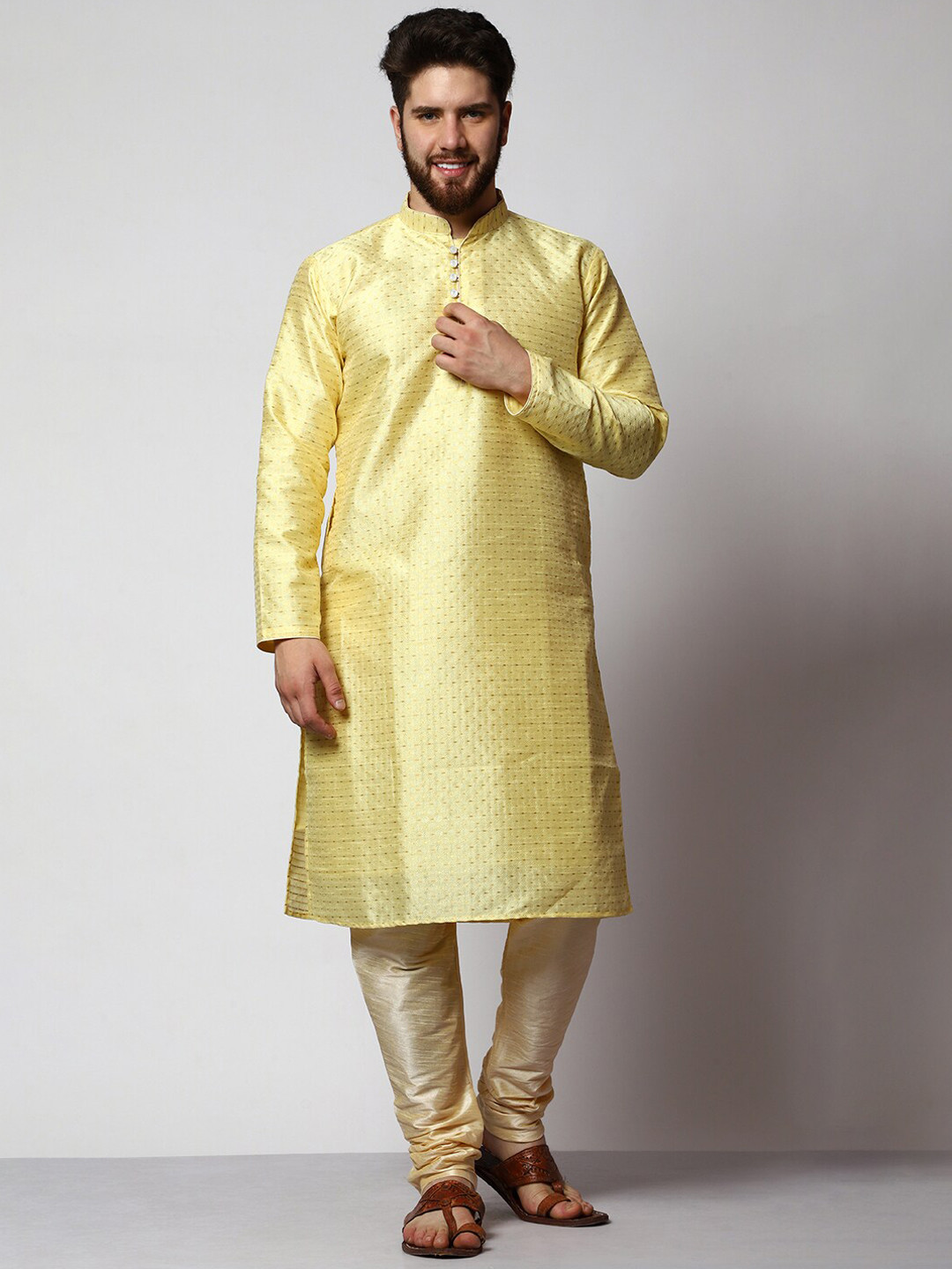 Conjunto Kurta Churidar Noche Kurta Churidar De Seda Jacquard Para Hombre - Estilo Étnico Con Bordados Elegantes Kurta Hombre