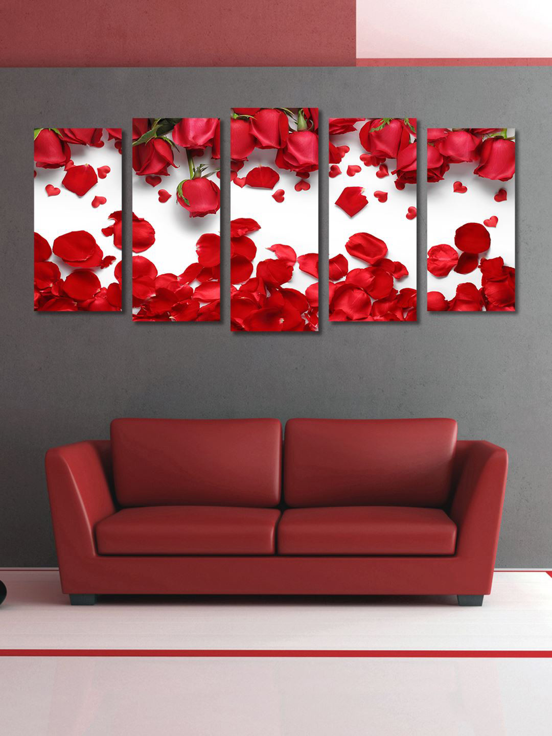 Buy 999Store Red & White Set Of 5 Wall Art Wall Art for Unisex