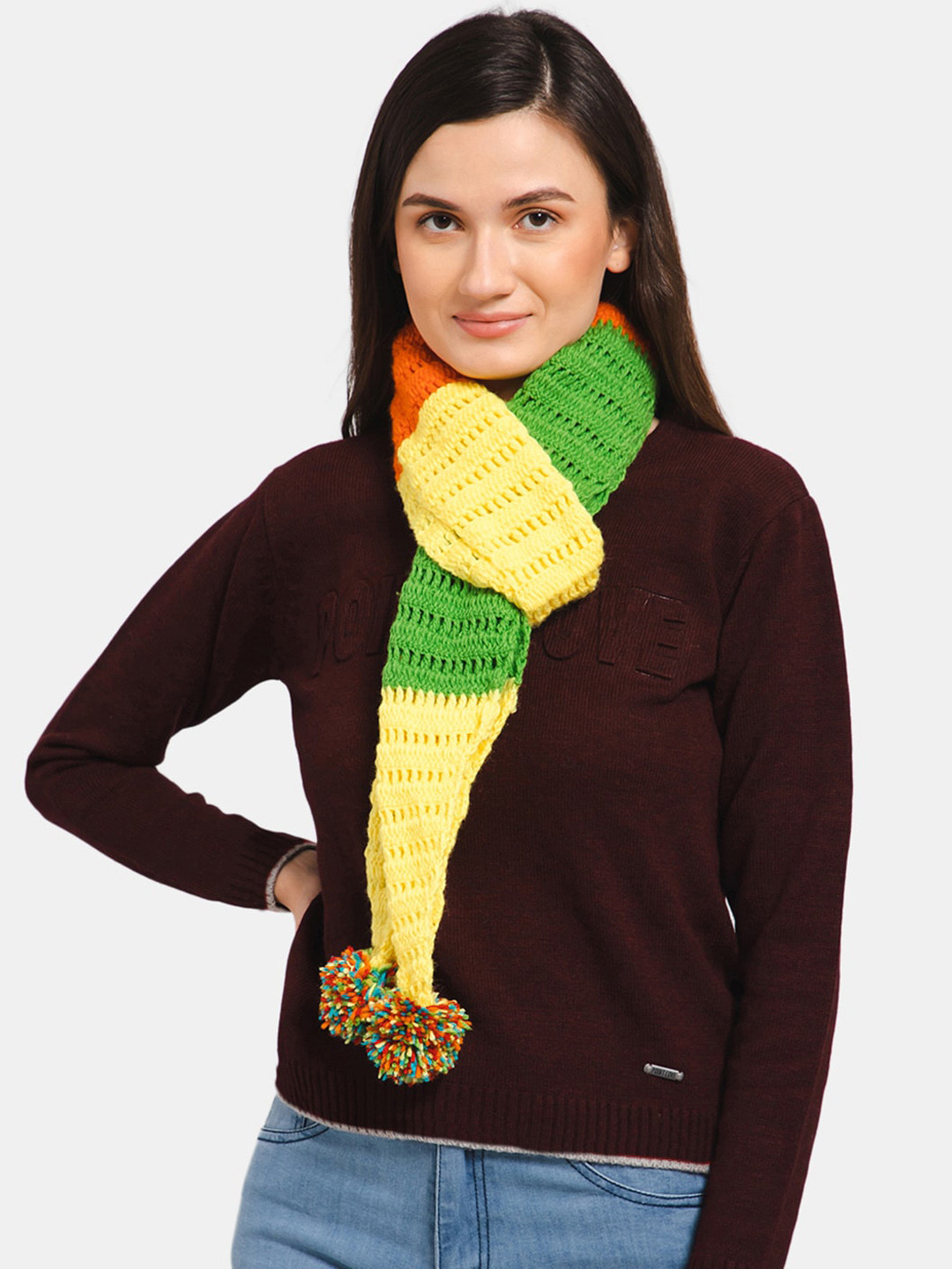 Buy Velvery Self Design Crochet Muffler Scarf Mufflers for Women