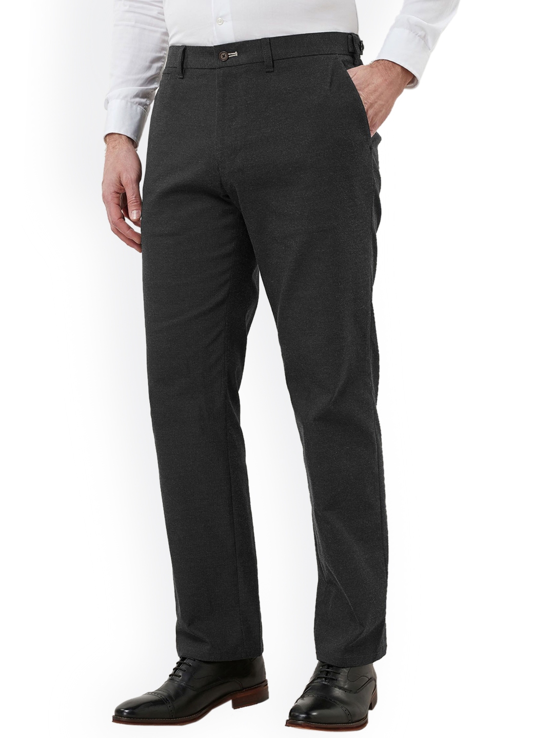 Buy Next Men Black Smart Regular Fit Solid Formal Trousers - Trousers ...