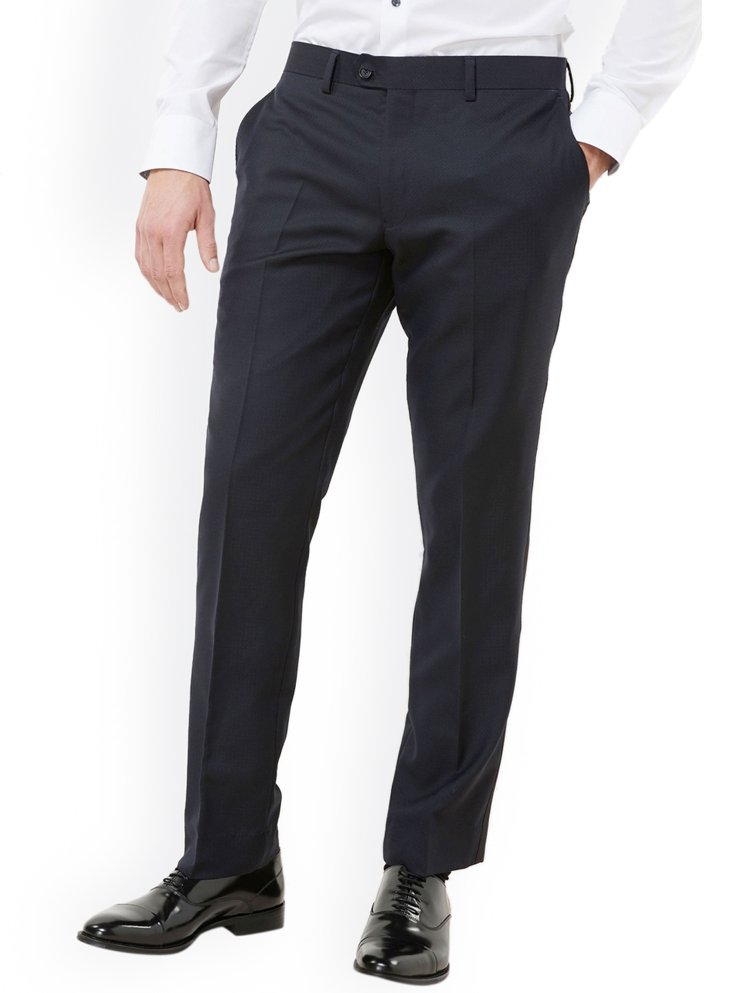 Buy Next Men Black Tailored Slim Fit Solid Formal Trousers - Trousers ...