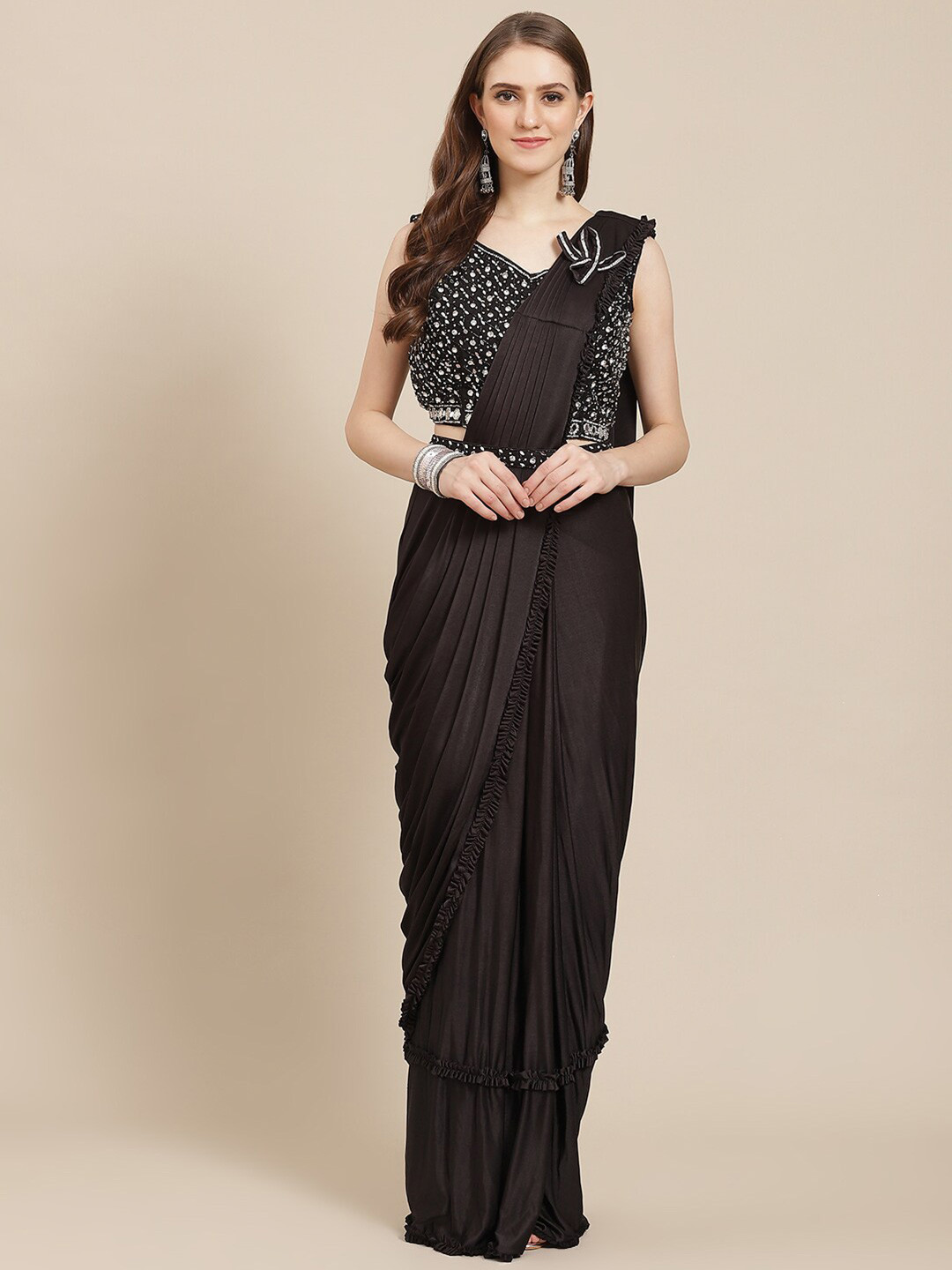 Buy Mitera Black Ready To Wear Saree Sarees For Women 25175754 Myntra buy-mitera-black-ready-to-wear-saree-sarees-for-women-25175754-myntra