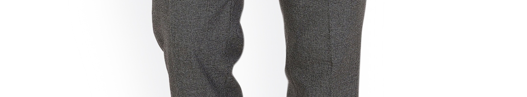 Buy Next Men Grey Slim Fit Solid Formal Trousers - Trousers for Men ...