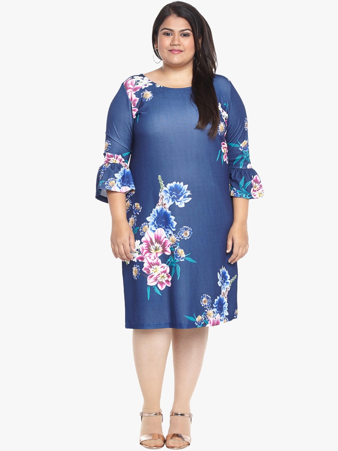 Buy ALTOMODA By Pantaloons Plus Size Women Navy Blue Printed Sheath