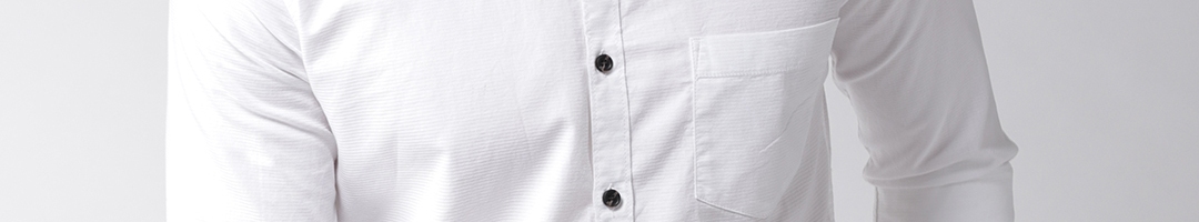 Buy Mast & Harbour Men White Slim Fit Self Striped Casual Shirt ...