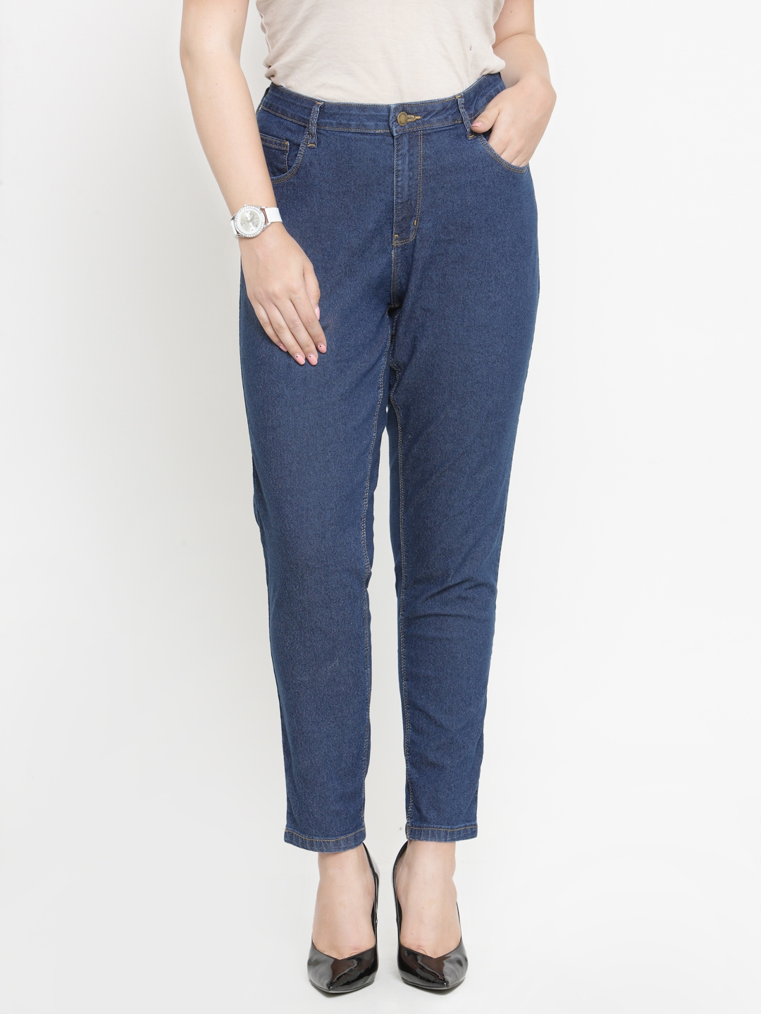 Buy ALTOMODA By Pantaloons Plus Size Women Blue Skinny Fit Mid Rise Clean Look Stretchable Jeans
