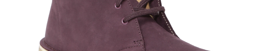 Buy Clarks Women Purple Solid Nubuck Leather Mid Top Flat Boots - Boots ...